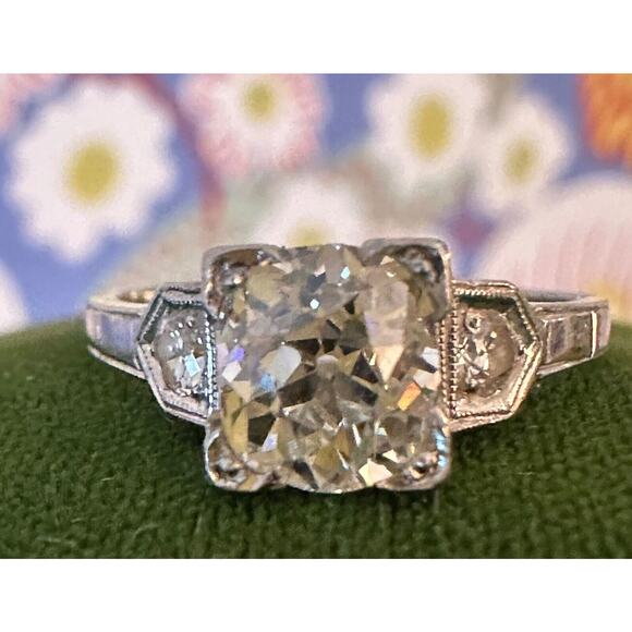 Edwardian Old European Cut Diamond Ring 1.26 Cttw -18k - Picture 2 of 7